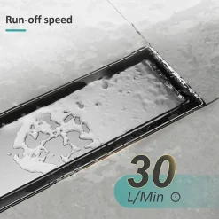 EMKE Siphon de douche linéaire, 80x7 cm, inox brossé SUS304, double installation