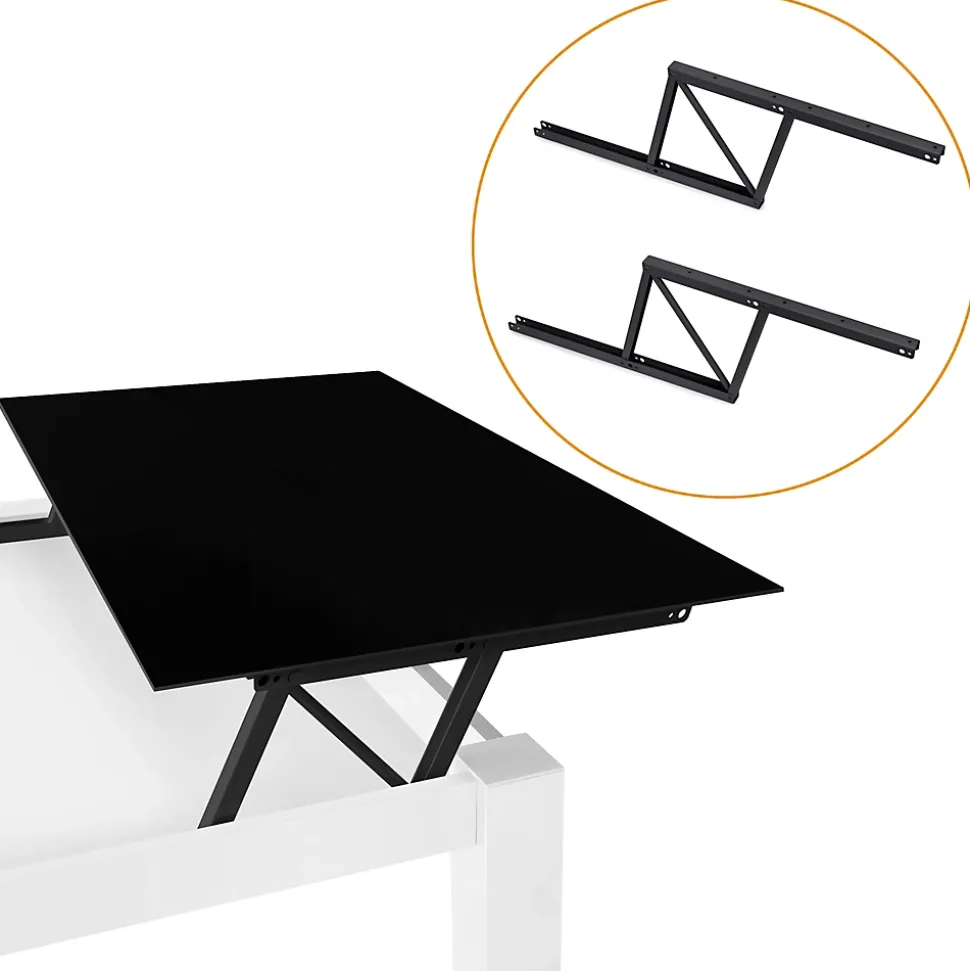 Emuca Ensemble de mécanismes de levage pour tables basses, permette elevare la mesa 192mm, Acier, Peint en noir