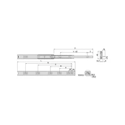 Emuca Jeu de coulisses à billes à billes à sortie totale avec supports, hauteur 45mm, longueur 450mm, Acier, Zingué
