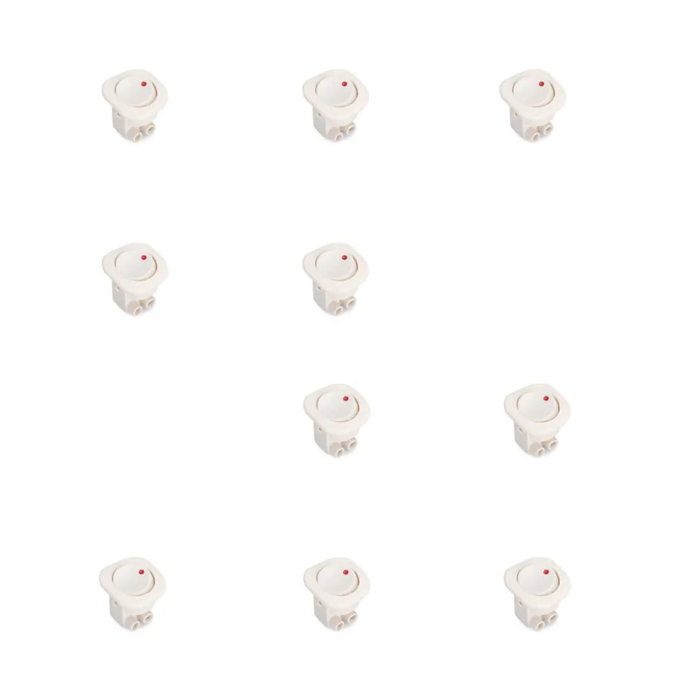 Emuca Lot de 10 interrupteurs à encastrer D21x21, Plastique, Blanc