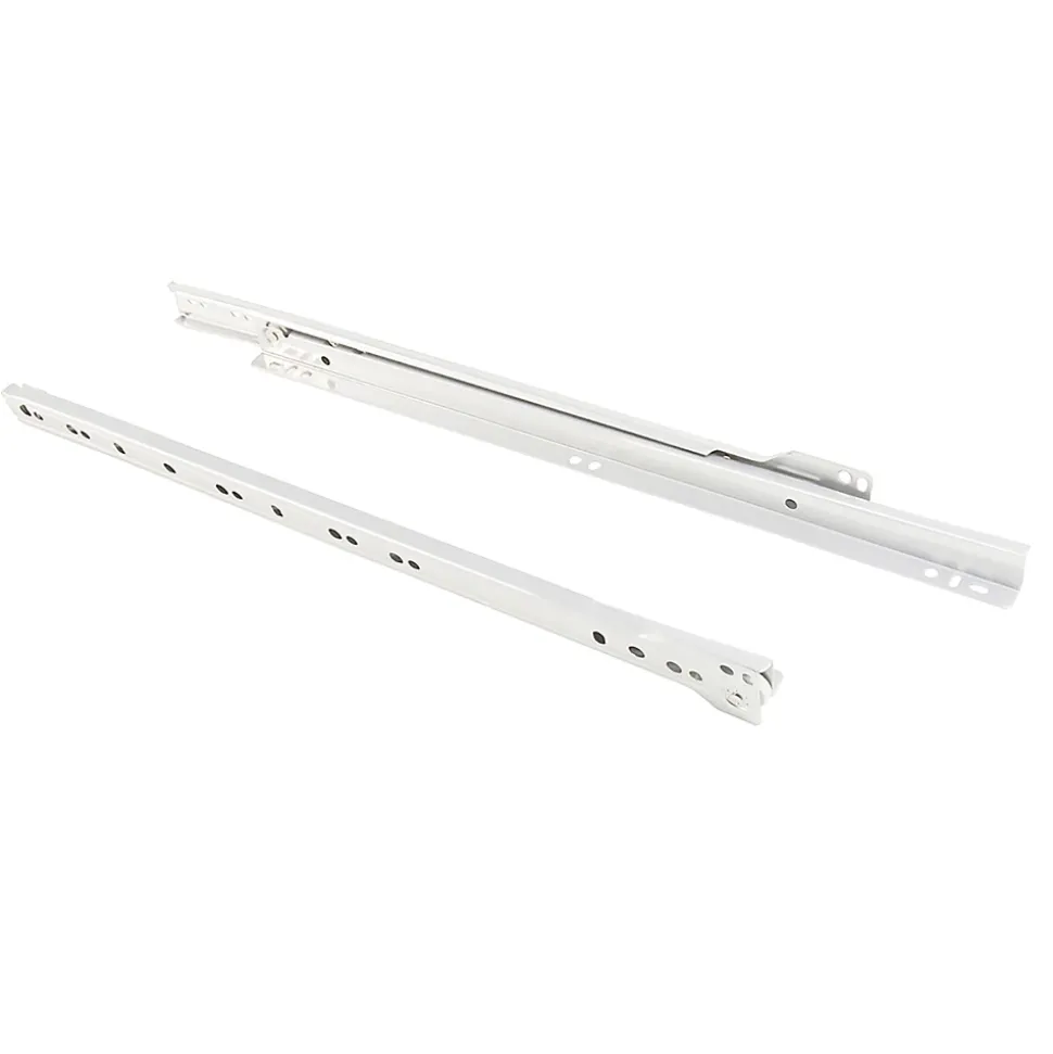 Emuca Lot de 5 jeux de coulisses de tiroir T30, fermeture à glissière, longueur 350mm, coulisse à sortie partielle, Acier, Blanc