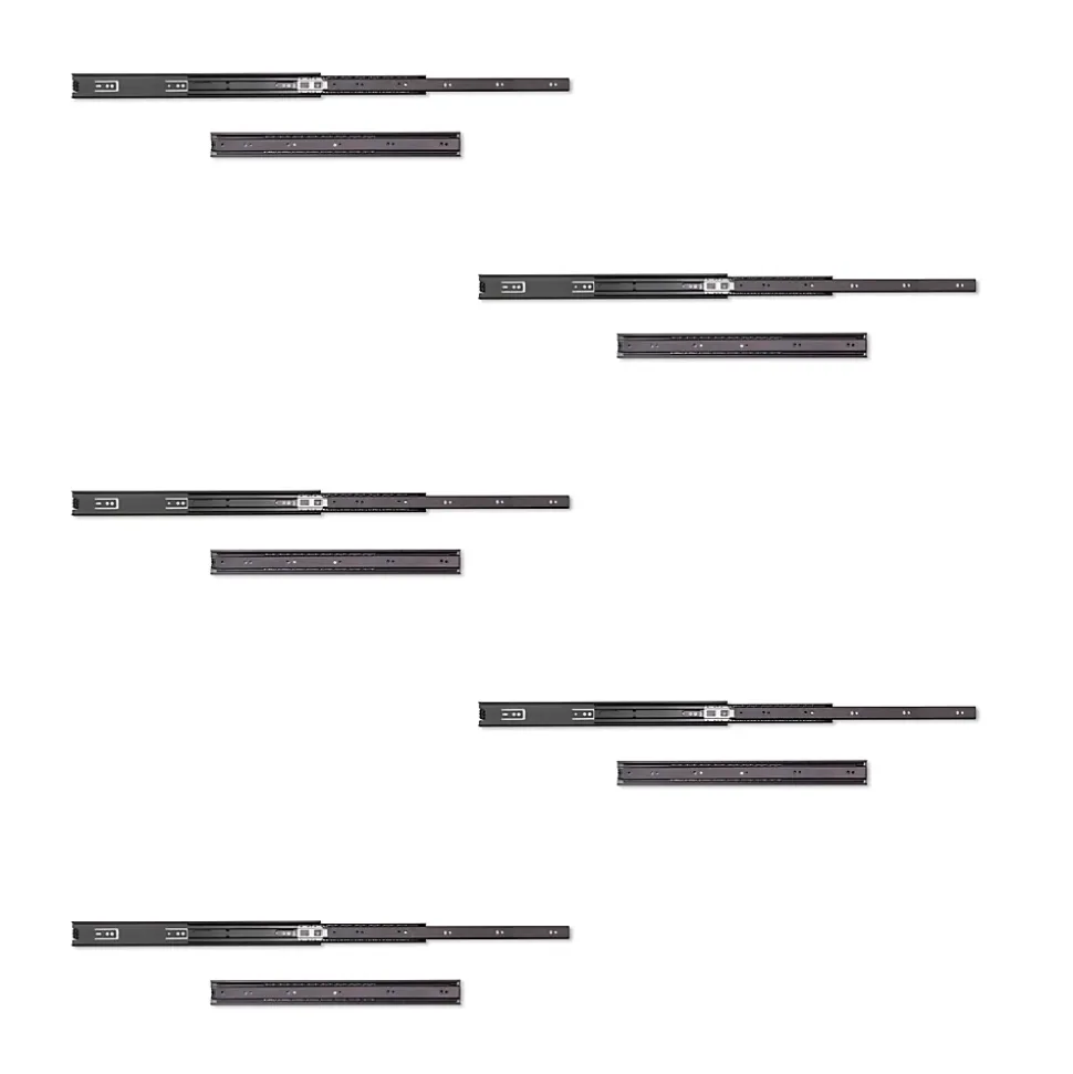 Emuca Lot de 5 jeux de Coulisses pour tiroirs, roulement à billes, hauteur 45mm, profondeur 450mm, sortie totale, Noir