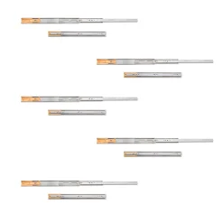 Emuca Lot de 5 jeux de coulisses de tiroirs, roulement à billes, hauteur 45mm, profondeur 450mm, sortie totale, fermeture amortie,