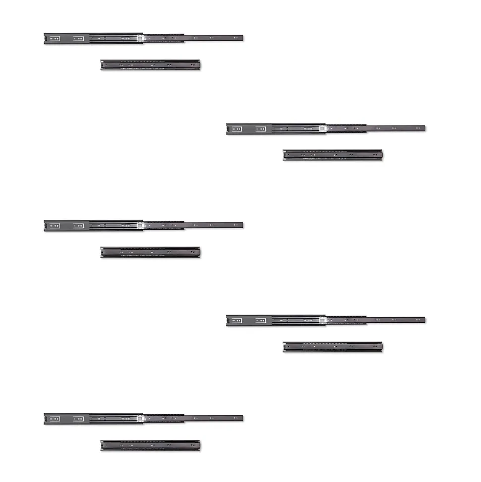 Emuca Lot de 5 jeux de Coulisses pour tiroirs, roulement à billes, hauteur 45mm, profondeur 400mm, sortie totale, Noir