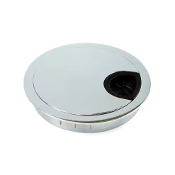 Emuca Lot de 7 passe-câbles circulaires, diamètre 80mm, à encastrer Zamak, Chromé,