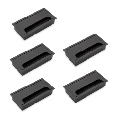 Emuca Lot de 5 Passe-câbles pour tables Quadrum, rectangulaires, 159x80mm, à encastrer, Aluminium, Peint en noir