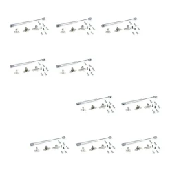 Emuca Lot de 10 pistons pour portes Relevable H, 11kg, course 100mm, avec loquets, acier et plastique, gris métallisé