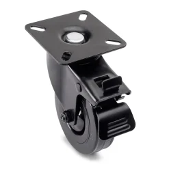 Emuca Lot de 4 roulettes Black avec plétine de montage, diamètre 75mm, Plastique et Acier, Noir