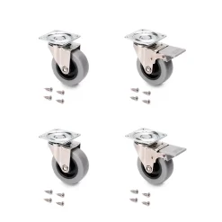 Emuca Lot de 4 roulettes Slip avec plétine de montage, diamètre 50mm, Acier et Plastique, Gris Plastique