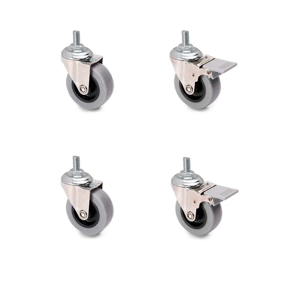 Emuca Lot de 4 roulettes Slip gris-noir avec boulon, diamètre 50mm, Acier et Plastique, Gris Plastique