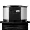 Emuca Multiconnecteur Vertikal Push diamètre 100mm, 3 prises de type Schuko, 1 USB type A, 1 USB type C, Acier et Plastique, Peint