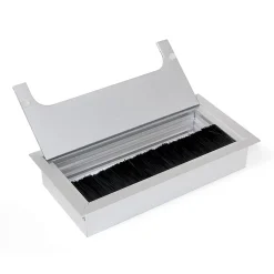 Emuca Passe-cables pour table Quadrum, rectangulaire, 159x80mm, à encastrer, Aluminium, anodisé mat
