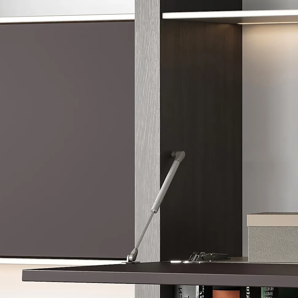 Emuca Piston de porte relevable Thin, diamètre 12mm, avec loquets, 10kg, acier et plastique, nickelé mat
