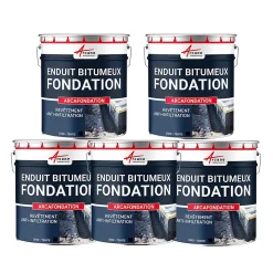 Enduit bitumineux pour Fondations Murs enterrés - ARCAFONDATION. Noir - Offre Spéciale : 5 x 20KG - ARCANE INDUSTRIES