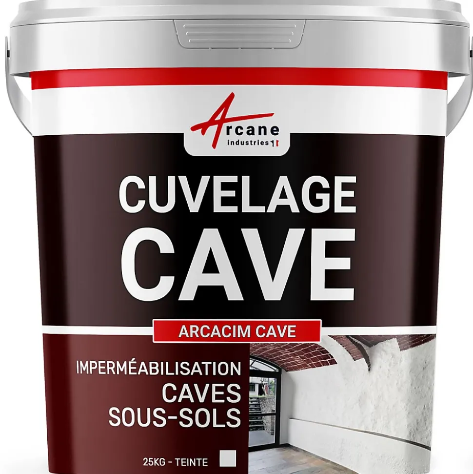 Enduit de cuvelage hydrofuge - Étanchéité cave sous-sol garage / ARCACIM CAVE Blanc - 25 kg - ARCANE INDUSTRIES
