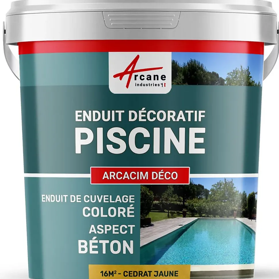 ENDUIT DE CUVELAGE PISCINE FINITION BETON CIRE - ARCACIM DECO Cédrat Jaune - 16 m² - ARCANE INDUSTRIES