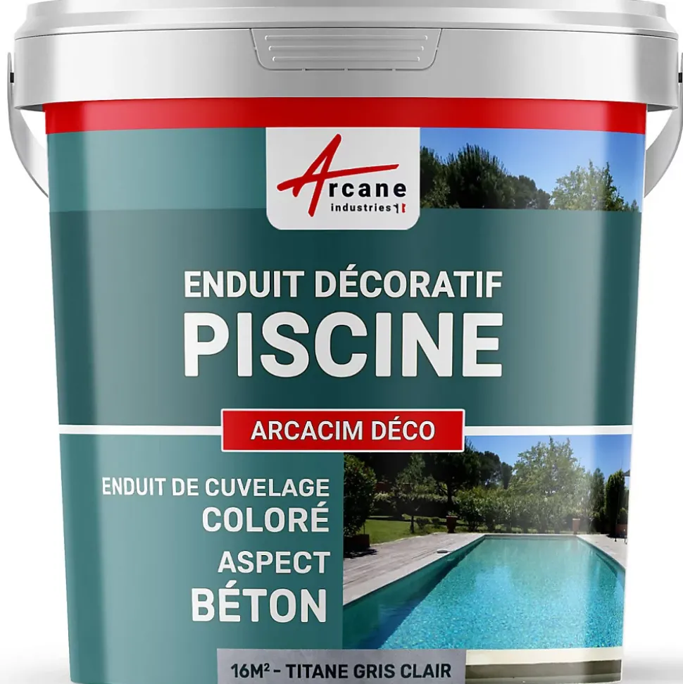 ENDUIT DE CUVELAGE PISCINE FINITION BETON CIRE - ARCACIM DECO Chartreux - Gris - 16 m² - ARCANE INDUSTRIES