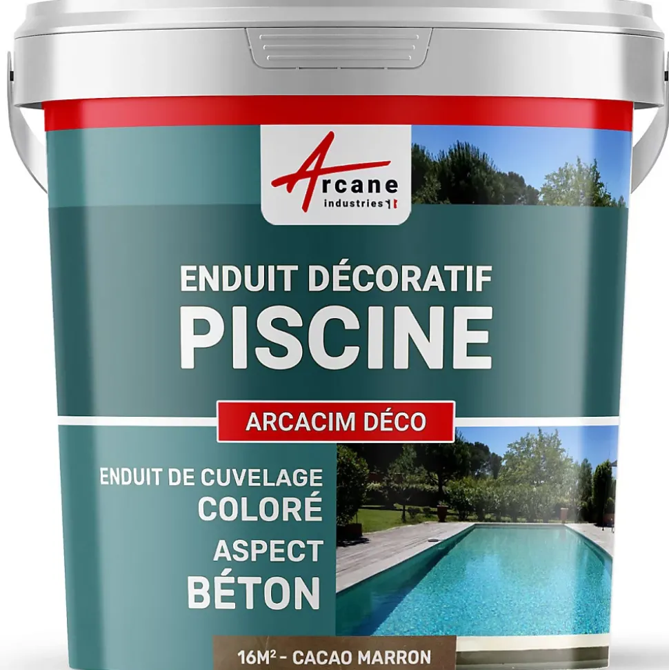 ENDUIT DE CUVELAGE PISCINE FINITION BETON CIRE - ARCACIM DECO Cacao Marron - 16 m² - ARCANE INDUSTRIES