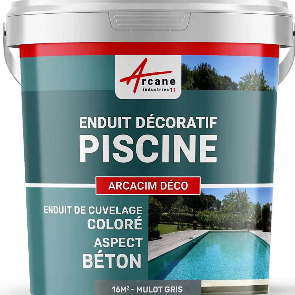 ENDUIT DE CUVELAGE PISCINE FINITION BETON CIRE - ARCACIM DECO Mulot Gris - 16 m² - ARCANE INDUSTRIES