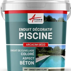 ENDUIT DE CUVELAGE PISCINE FINITION BETON CIRE - ARCACIM DECO Griset Gris Clair - 8 m² - ARCANE INDUSTRIES