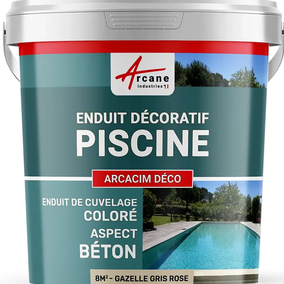 ENDUIT DE CUVELAGE PISCINE FINITION BETON CIRE - ARCACIM DECO Gazelle Gris Rose - 8 m² - ARCANE INDUSTRIES