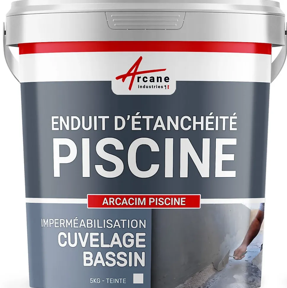 Enduit Piscine Hydrofuge - Etanchéité Piscine & Cuvelage : ARCACIM PISCINE Gris - Offre Spéciale : 5 x 25 Kg - ARCANE INDUSTRIES