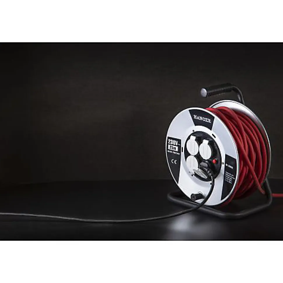 Enrouleur électrique 40m H07RN-F 3G 2,5mm2 flasque acier - HANGER - 600010