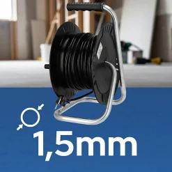 Enrouleur électrique 20 m, 4 prises, type E, 3x1,5 mm², IP44 - rallonge pour jardin et atelier HOROZ