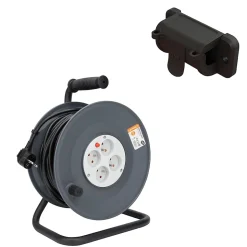 Enrouleur 4 prises 25m + coupe-circuit + support Zenitech