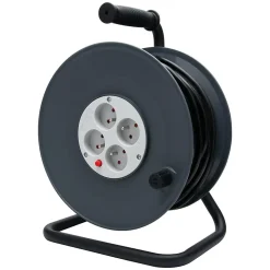 Enrouleur 4 prises 25m + coupe-circuit + support Zenitech