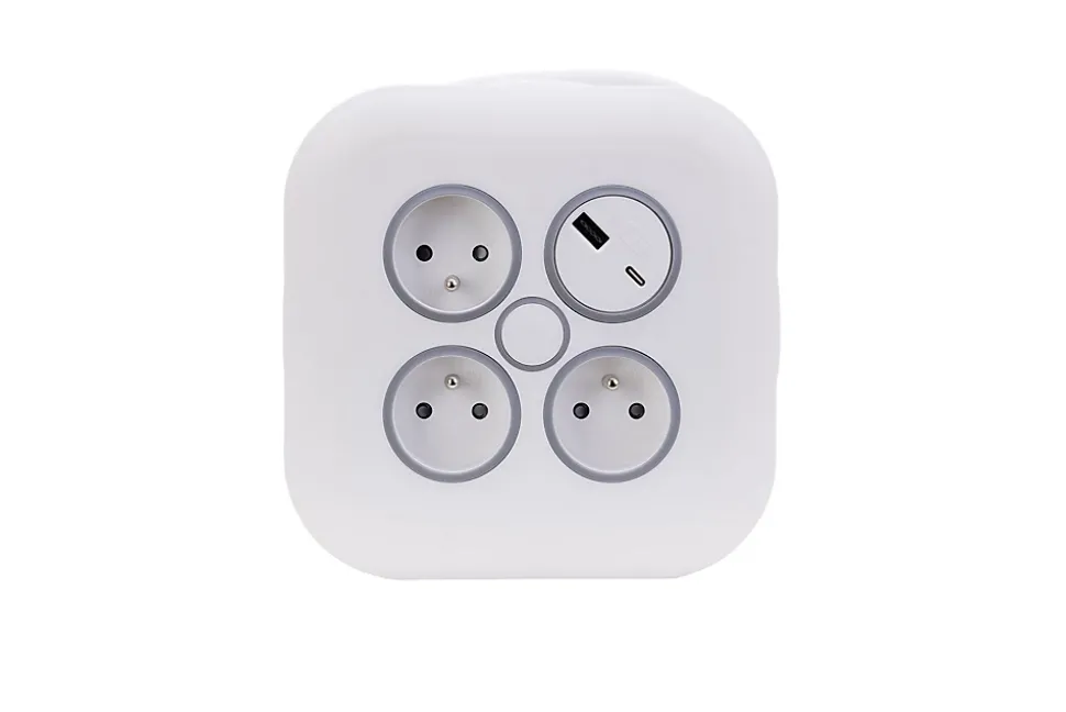 Enrouleur 3 prises + 2 USB-A/C - Zenitech