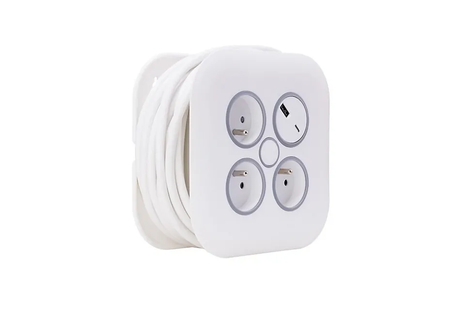 Enrouleur 3 prises + 2 USB-A/C - Zenitech
