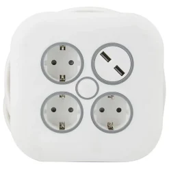 Enrouleur Schuko 3 prises + 2 USB 7m Zenitech