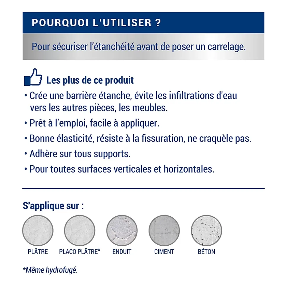 Etanchéité avant carrelage intérieur mat Ripolin 2,5L