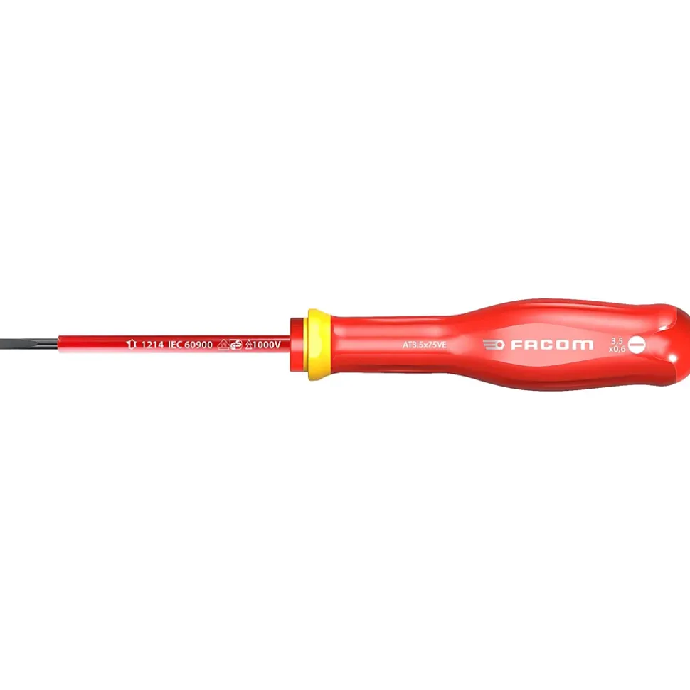 FACOM Tournevis Protwist Plat 3,5 x 75 Isolé 1000 V - AT3.5X75VE