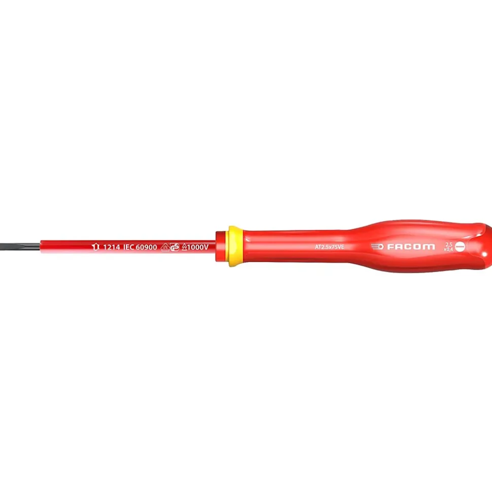 FACOM Tournevis Protwist Plat 2,5 x 75 Isolé 1000 V - AT2.5X75VE