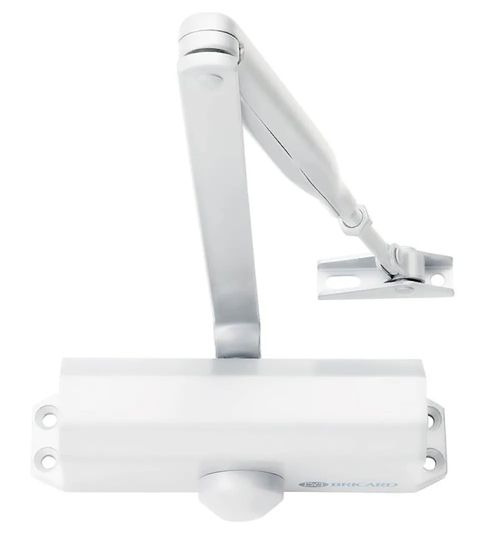 Ferme-porte Bricard Blanc bras compas fermeture automatique jusqu à 60 kg Force 3