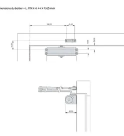 Ferme-porte Bricard Blanc bras compas fermeture automatique jusqu à 60 kg Force 3