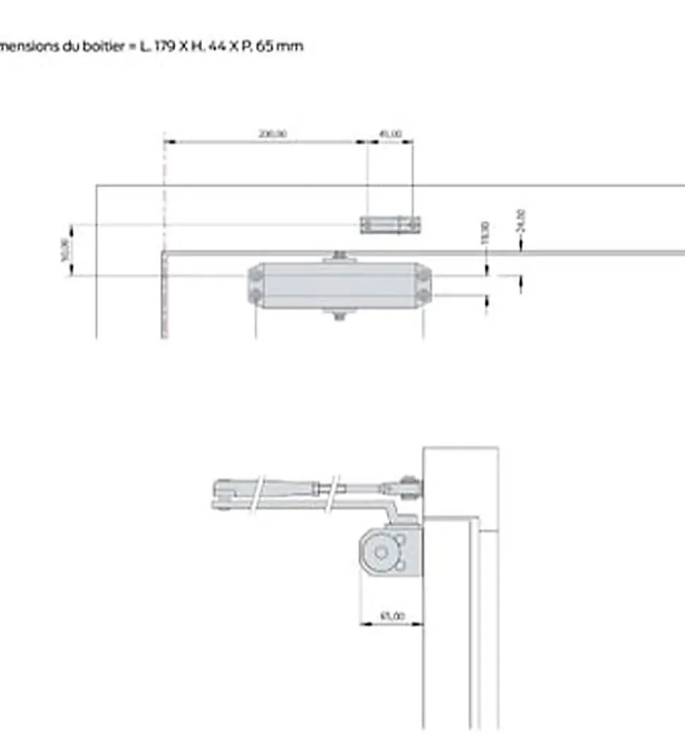 Ferme-porte Bricard Blanc bras compas fermeture automatique jusqu à 60 kg Force 3
