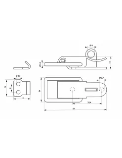 Fermeture à levier avec crochet cadenassable, inox, H.54mm, zingué - THIRARD