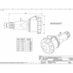 Fiche Femelle Triphasé 32a 3p+t 380v - 4 Broches - étanche Ip67 - Ide