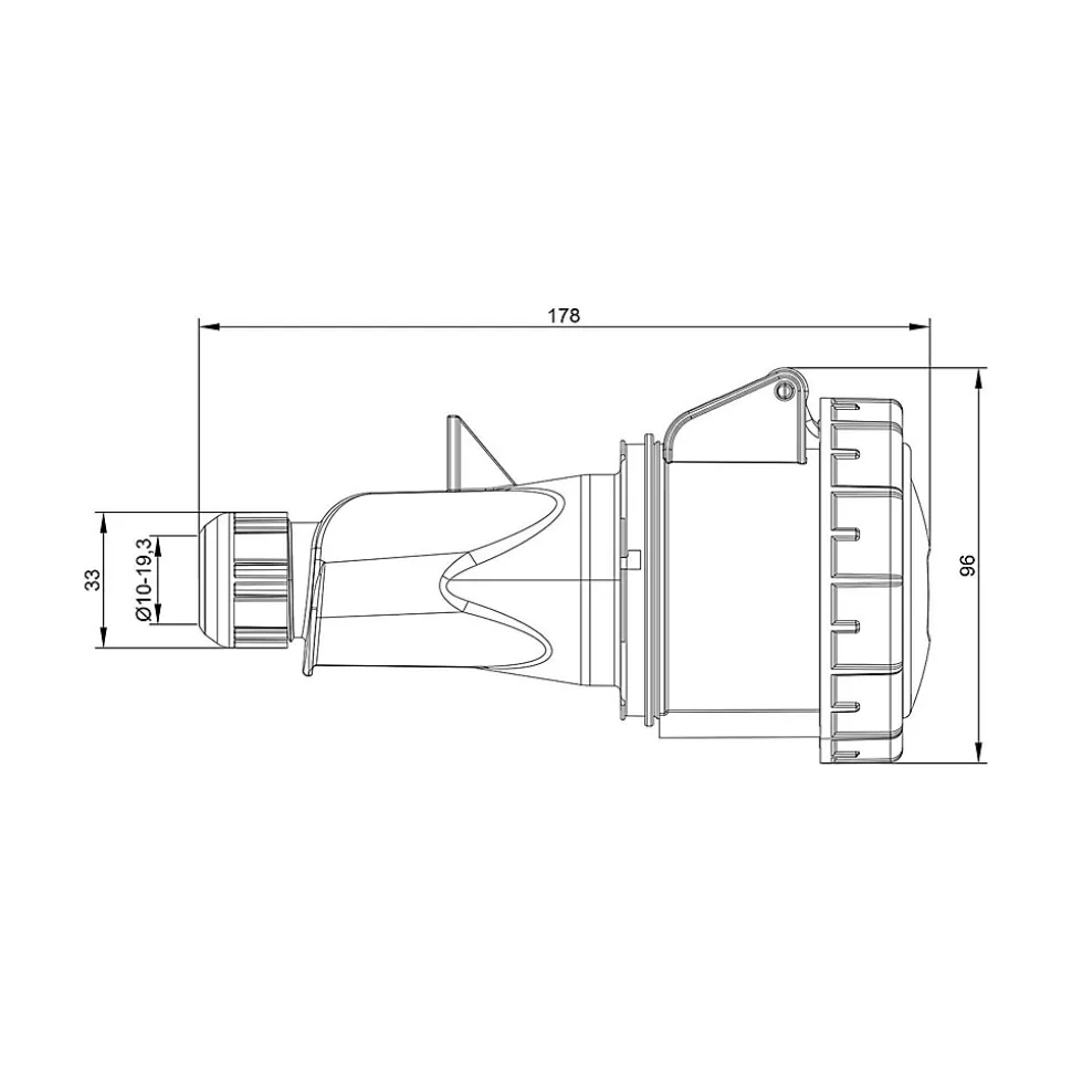 Fiche Femelle Triphasé 32a 3p+t 380v - 4 Broches - étanche Ip67 - Ide