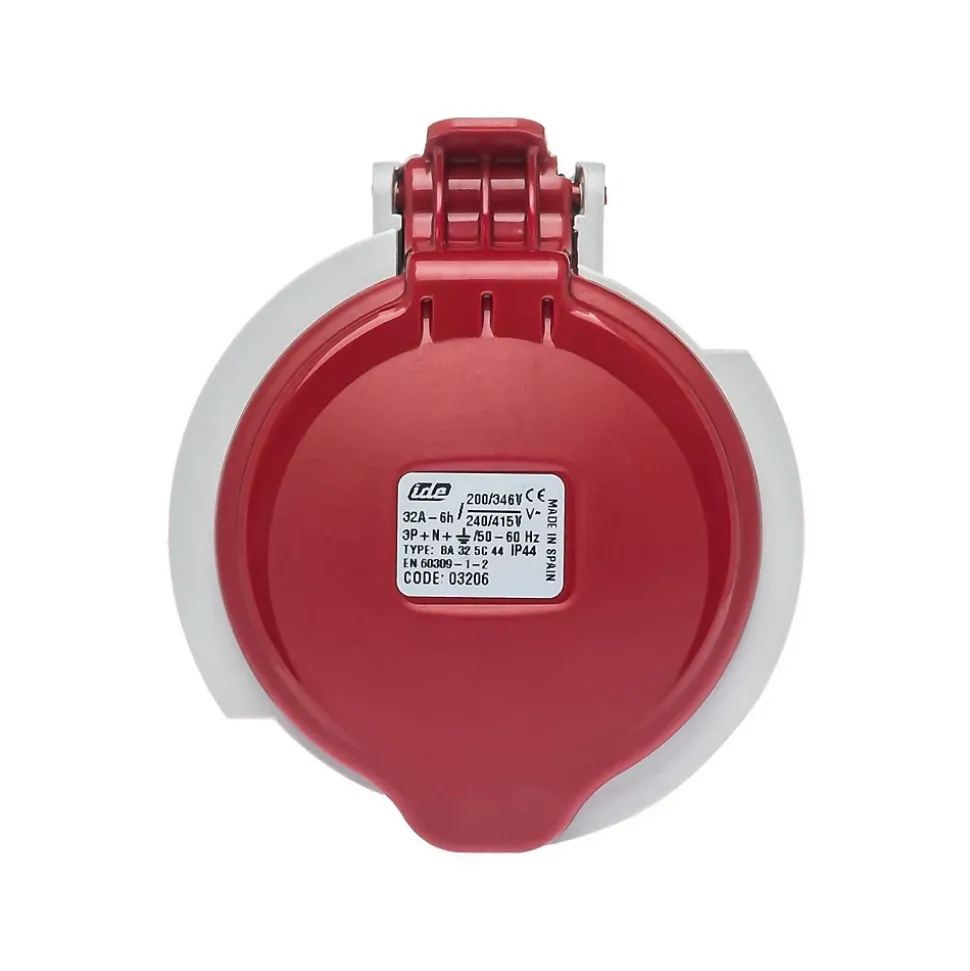 Fiche Femelle Tétrapolaire 32a 3p+n+t 380v - 5 Broches - étanche Ip44 - Ide