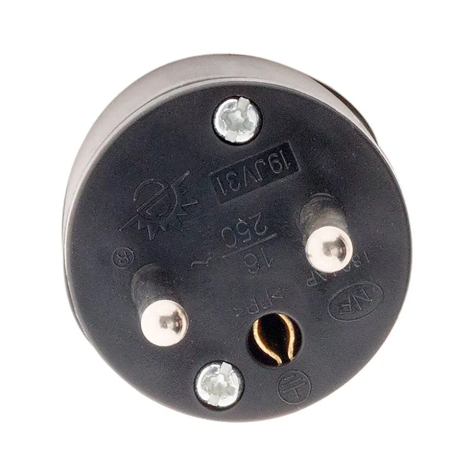 Fiche mâle coudée 16A 2P+T - Noir - Zenitech