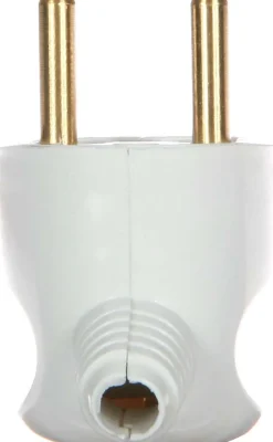 Fiche mâle latérale 2P+T IP40 blanc Lébénoïd