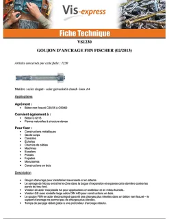 Fischer Ancrage FISCHER FBN II 8X91 Filetée sur 59 Acier zingué - 1 pièce