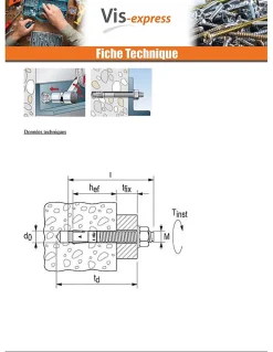 Fischer Ancrage FISCHER FBN II 12X176 Filetée sur 129 Acier zingué - 5 pièces