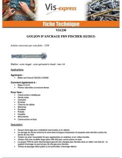 Fischer Ancrage FISCHER FBN II 8X66 Filetée sur 34 Acier zingué - 20 pièces