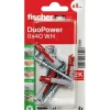 Fischer DuoPower 8 x 40 WH Set de 4 chevilles nylon avec crochets coudés - montage universel