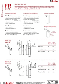 Frein de rétention Réglable force 1 a 30 N en acier inox AISI 304 pour porte jusquà 15 KG